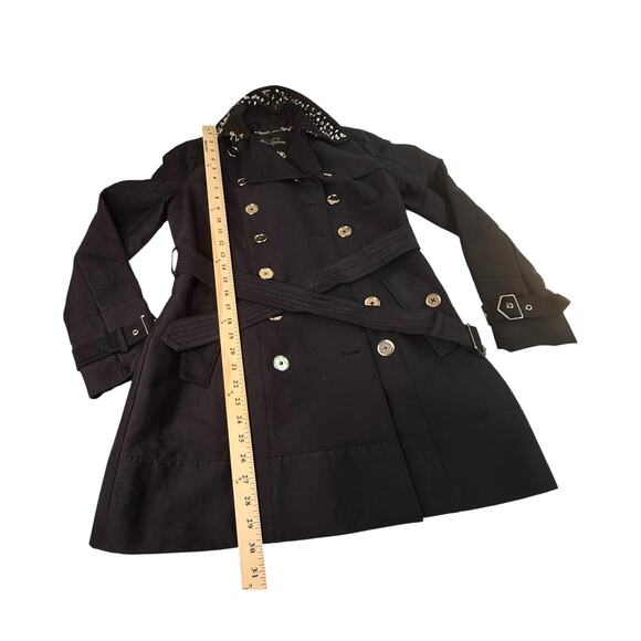 Sam Edelman Studded Rhinestone TRENCH COAT Women's SM Black Gold Silver Spiked - Picture 9 of 13